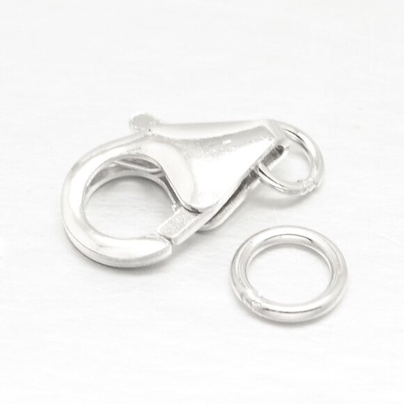 Jewelry - 2pcs Big 925 Sterling Silver Lobster Claw Clasps W Jump Rings For Jewelry Making